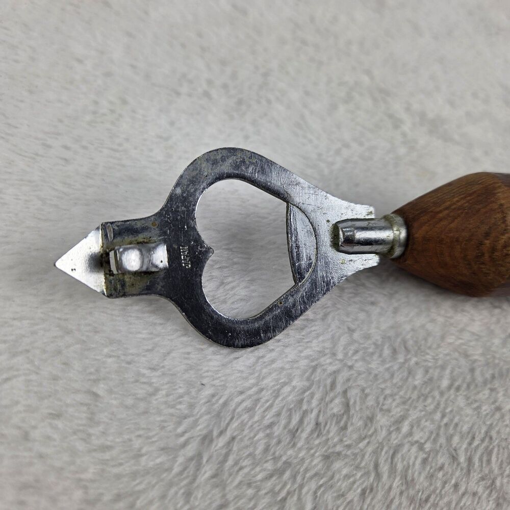 Vintage Japan Wood Handle Bottle Can Opener 8.5" Removable Head - Picture 3 of 8